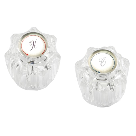 Prime-Line Hot and Cold Faucet Handles, 1-5/8 in. Height, Clear Acrylic, Fits Delta, PK2 MP54260